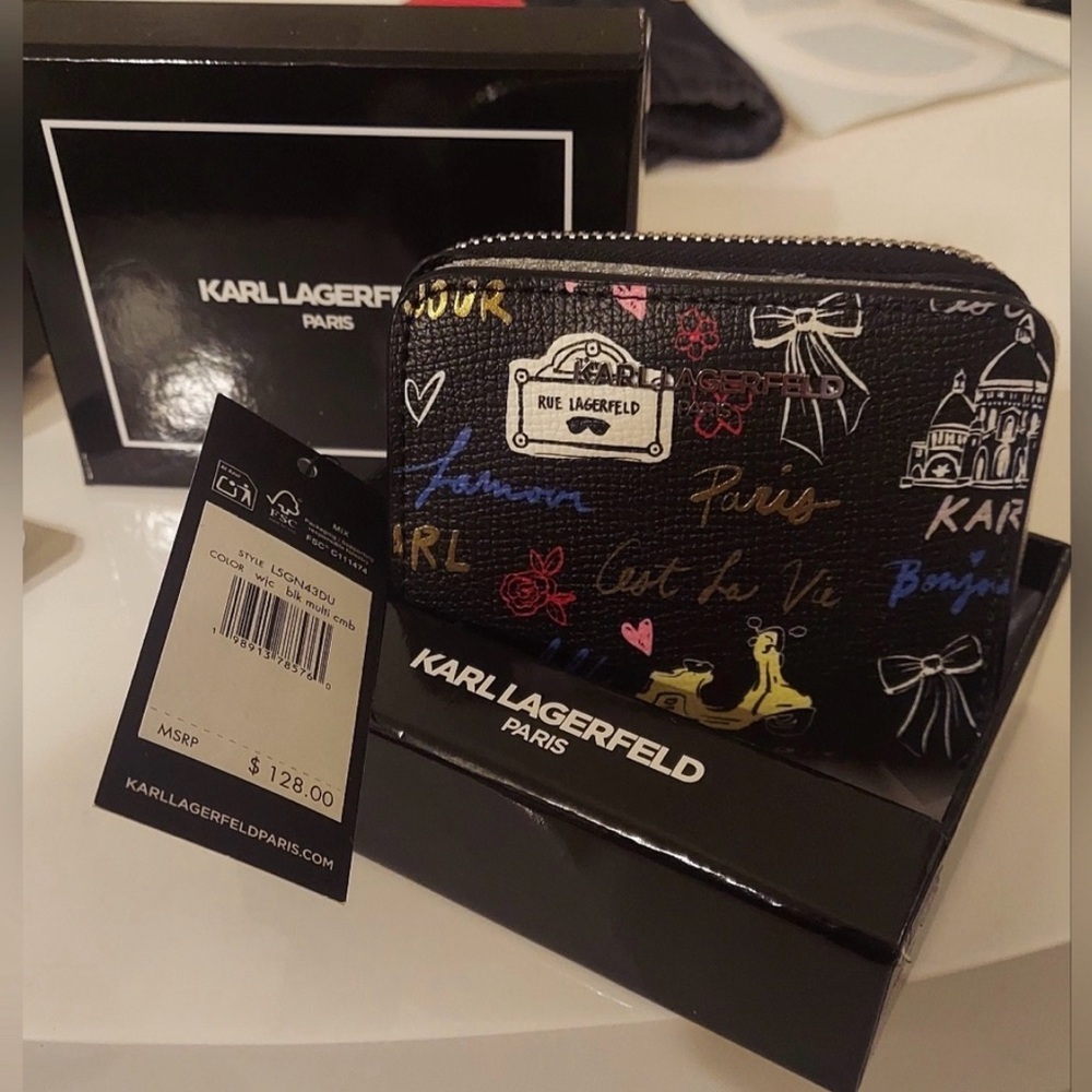 Karl Lagerfeld Paris Graphic Wallet Set - Picture 2 of 3